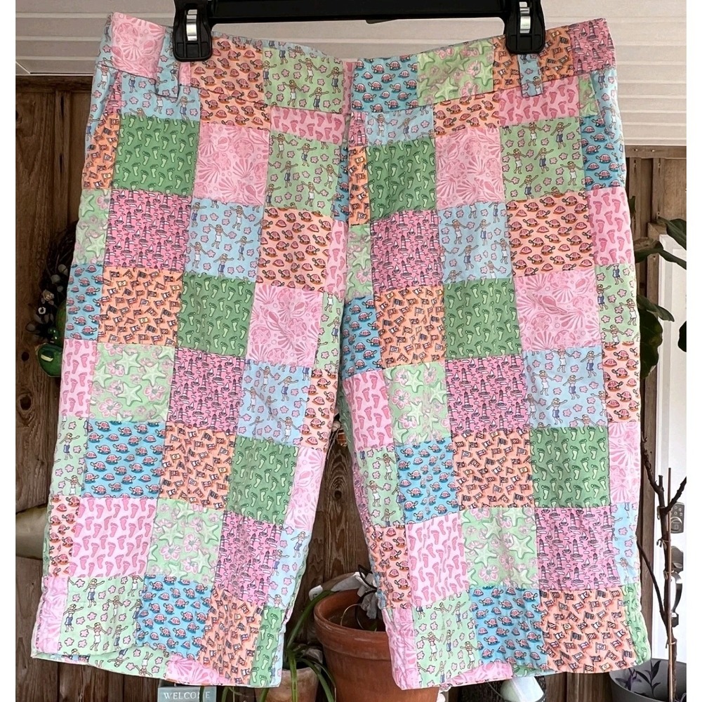 Vineyard Vines by Shep & Ian Patchwork Shorts Preppy Nautical Cotton Womens 8